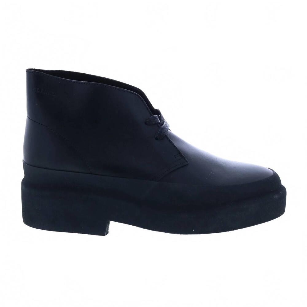 NEW CLARKS women's desert galosh lace up chukkas boots in black leather